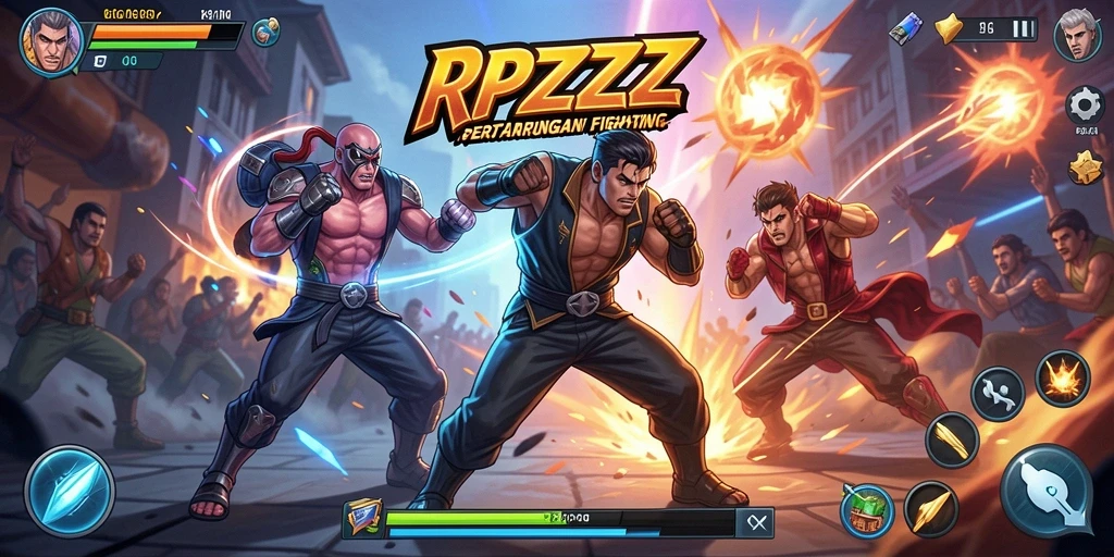 Screenshot gameplay RPZZZ yang menunjukkan pertarungan epik di arena.