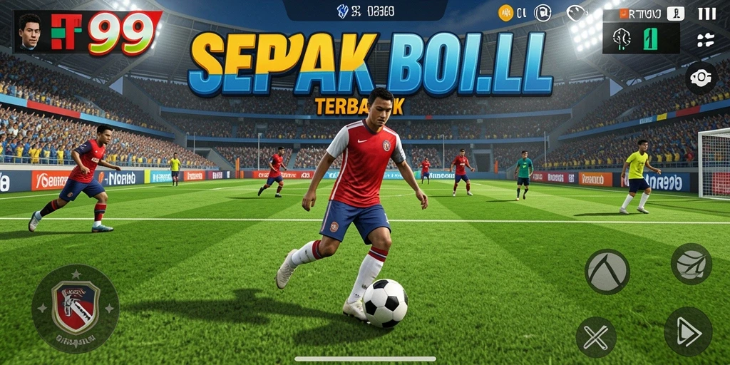 Tampilan gameplay RT99 yang mengasyikkan dalam aksi sepak bola.