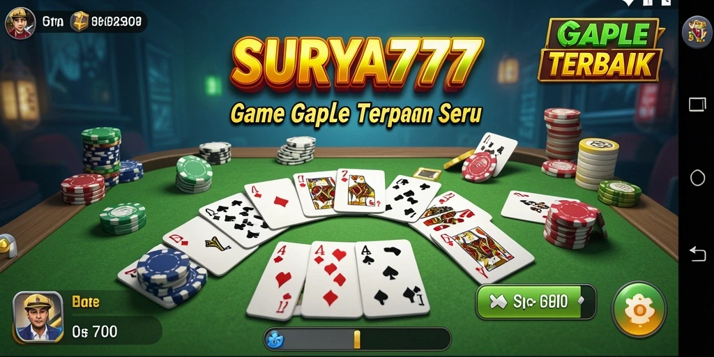 Tampilan gameplay seru dan menarik dari game Gaple SURYA777.