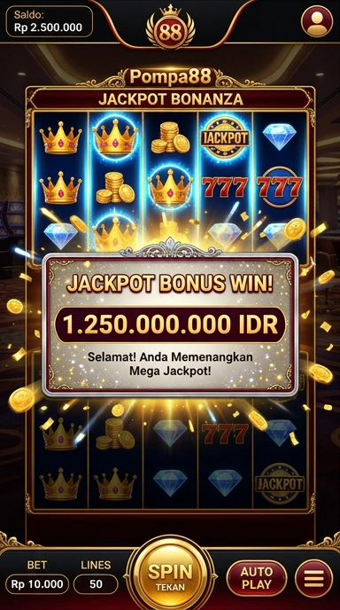 Antarmuka pengguna pompa88 yang sederhana dan intuitif.